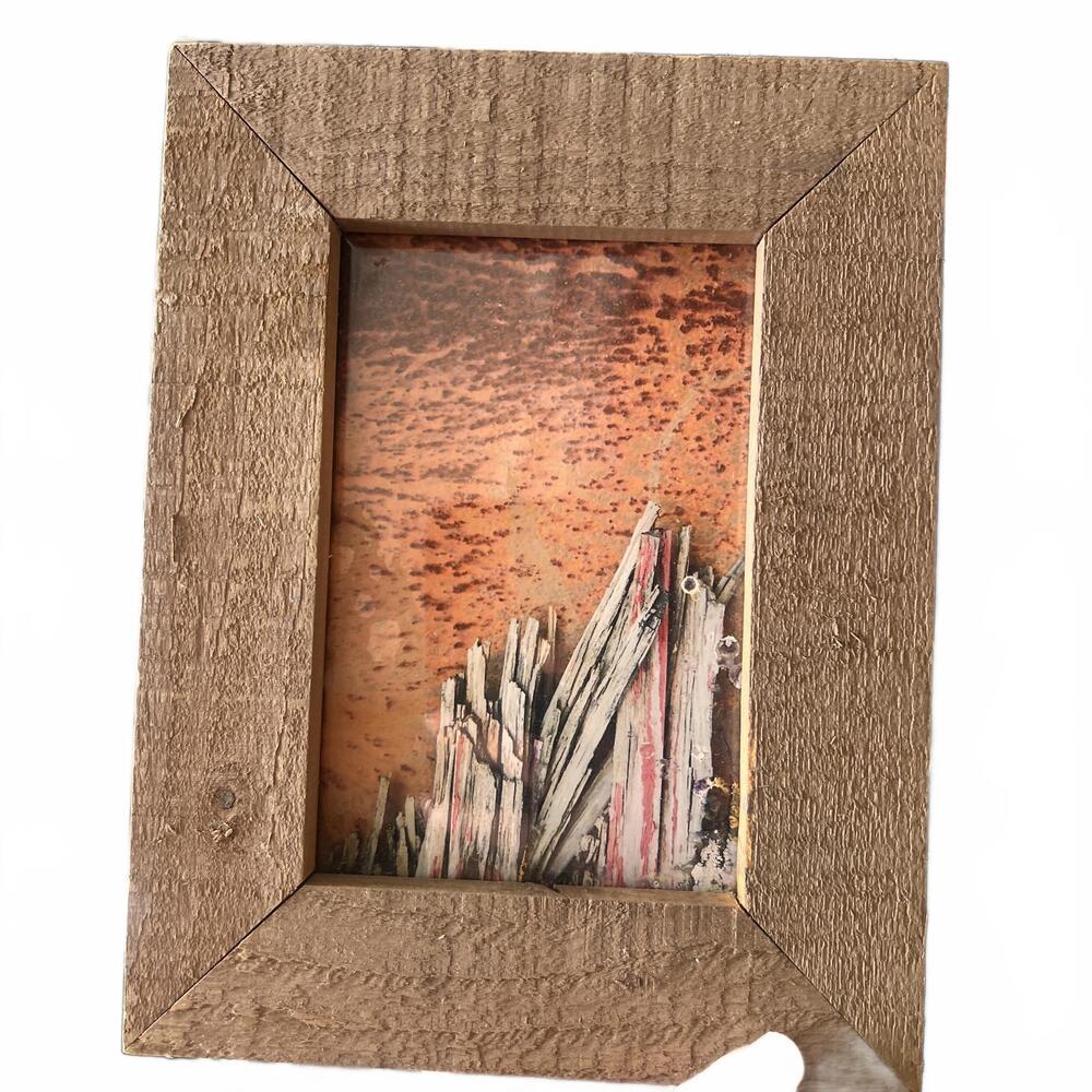 Rustic Wooden Picture Frame with Chain Hanger